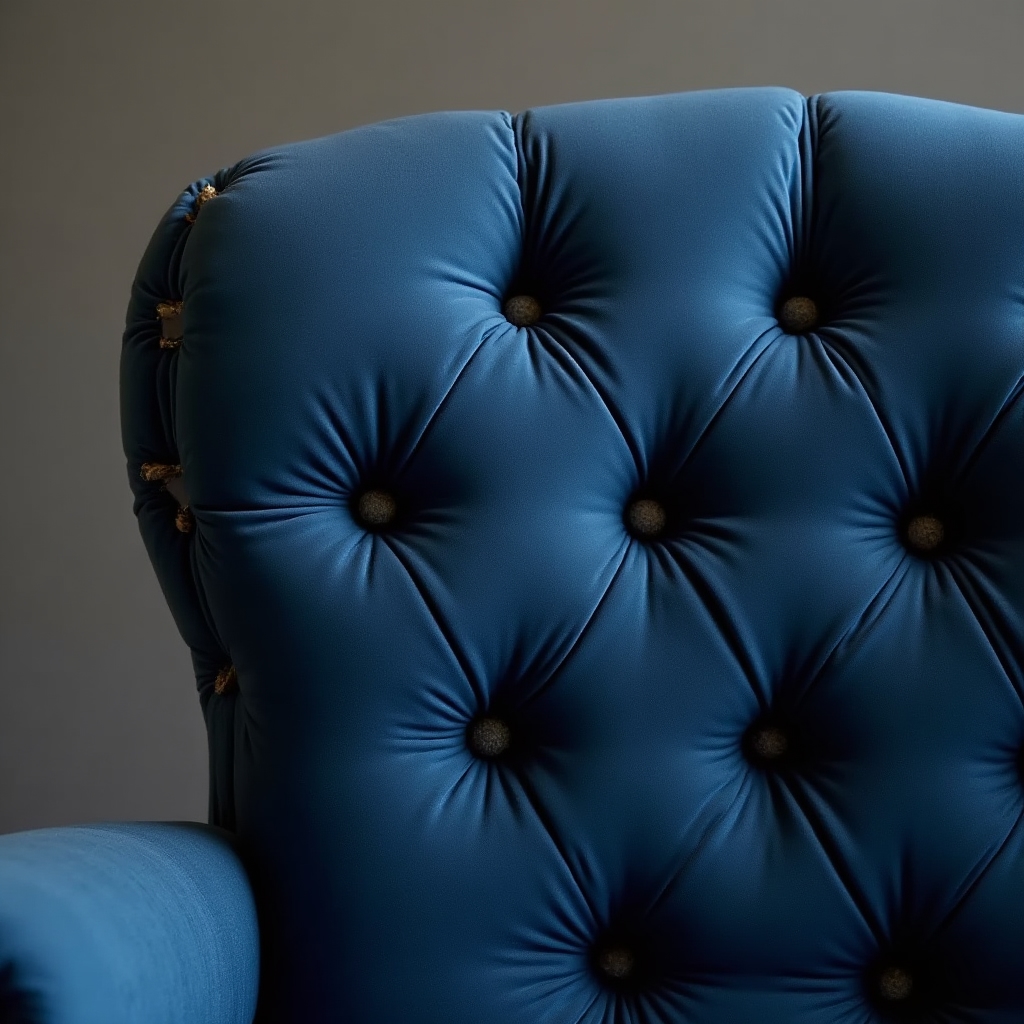 Rivestimento capitonné in pelle su poltrona d'epoca con pattern geometrico a losanghe